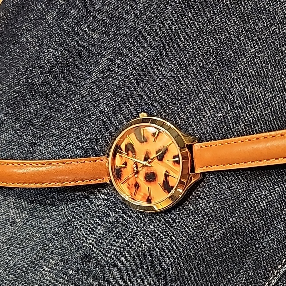 Michael Kors leopard face watch with wrap around band